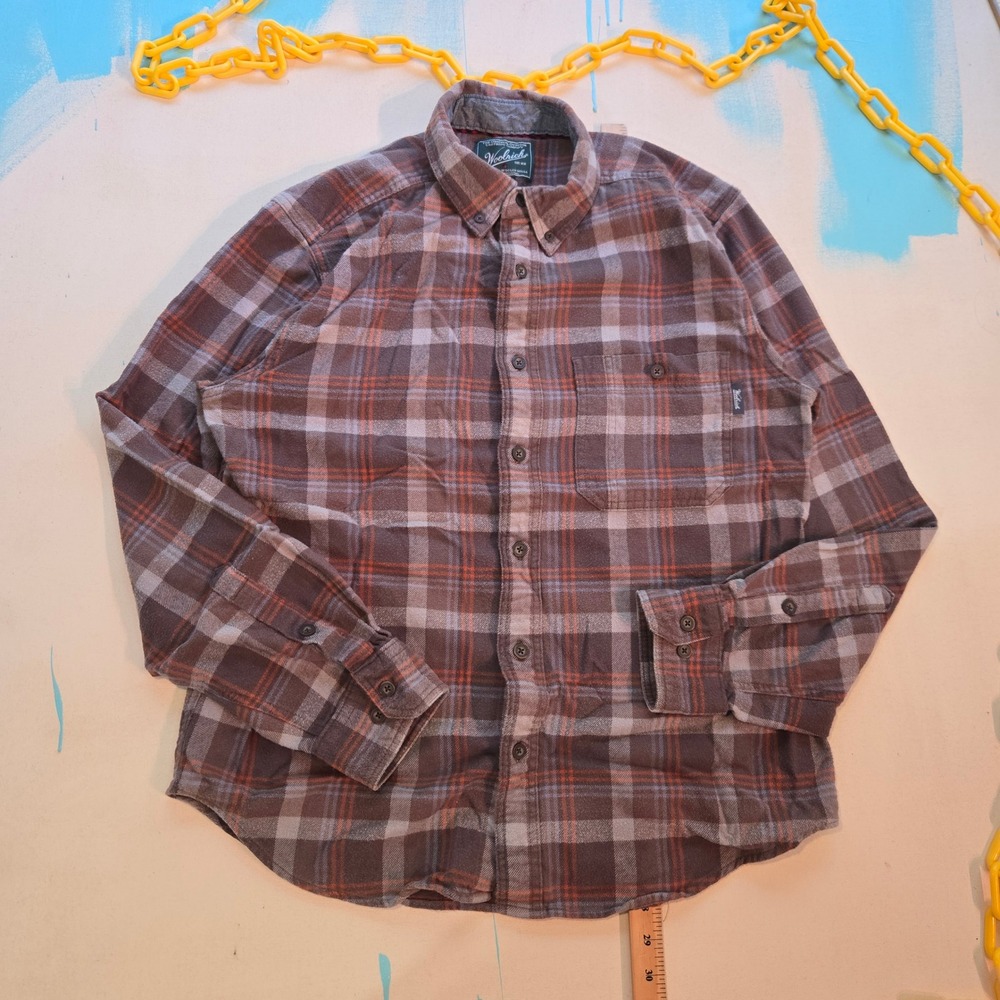 Woolrich Plaid Flannel Shirt Men M Cotton 21x28 Grunge Button Up Casual WorkWear